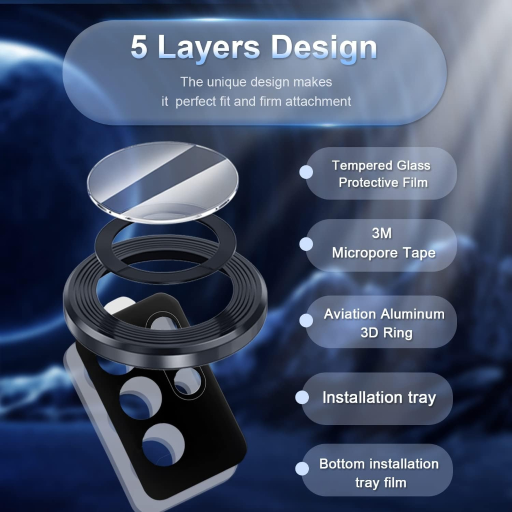 Ring Lensa Camera Protector For Samsung S22 Ultra Tempered Glass Pelindung Kamera