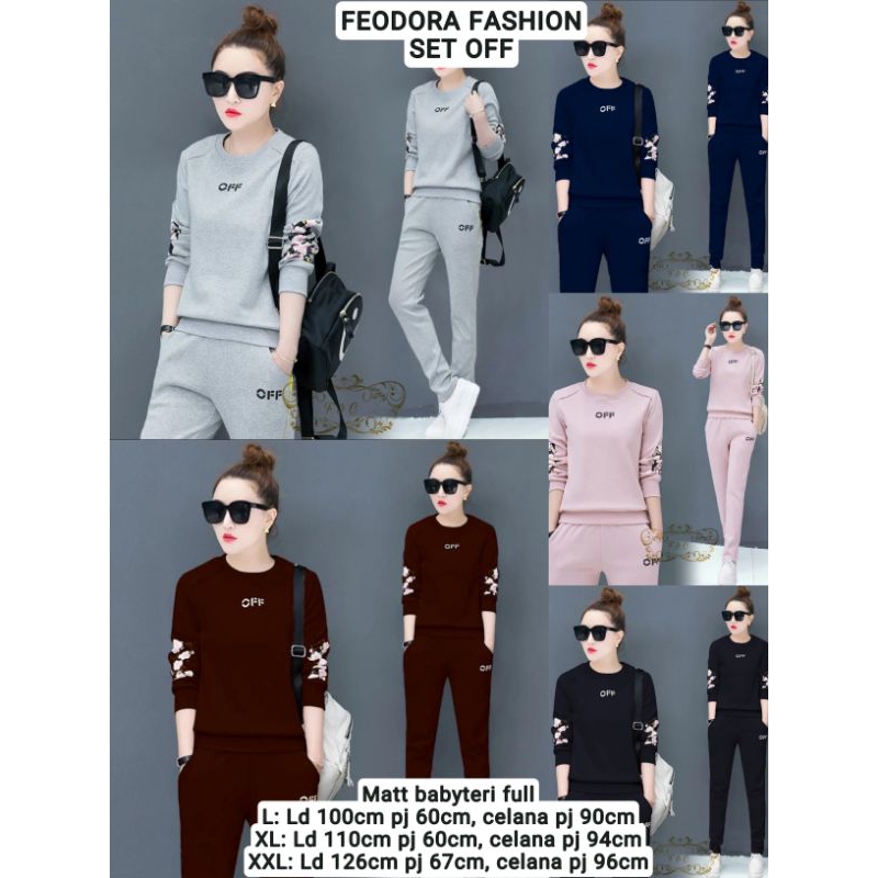 Feodora Fashion / Set Off / setelan wanita model lengan panjang / pakaian wanita / setelan olahraga wanita / fashion wanita (GOOD QUALITY)