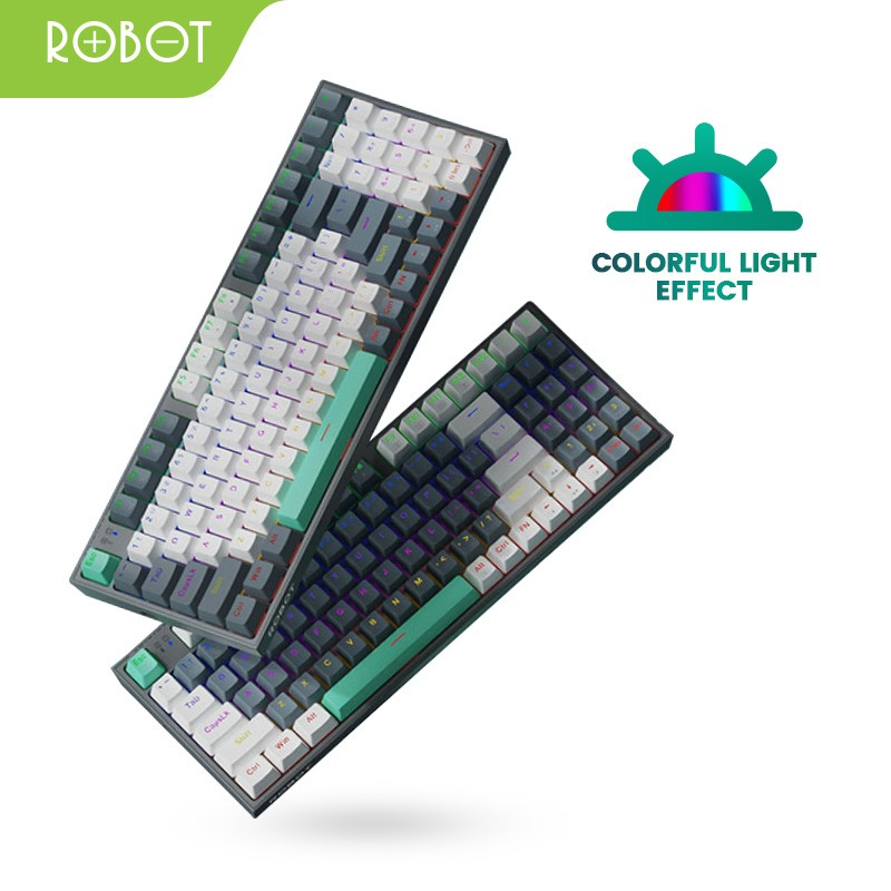 ROBOT WORKMATE II Mechanical Wired Keyboard Gaming 94 Keys PBT Keycaps - WHITE+GREY