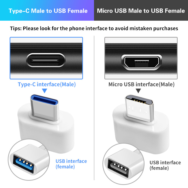 OTG MINI persegi USB Type C Port Konektor Non Cable USB Murah AH012 - XOBOX