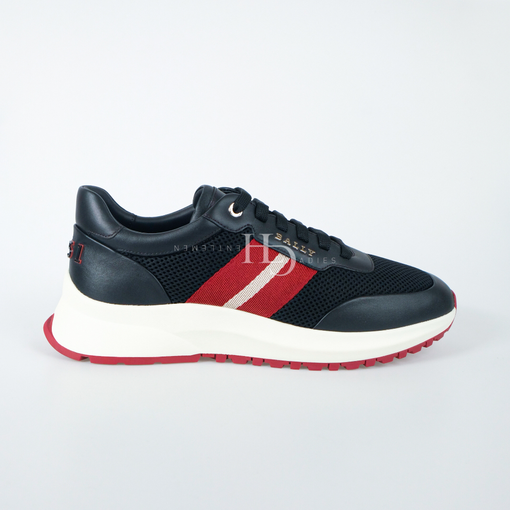 Blly SS23 Daryn 1851 Logo Leather Sneakers Black with Red/White Strip