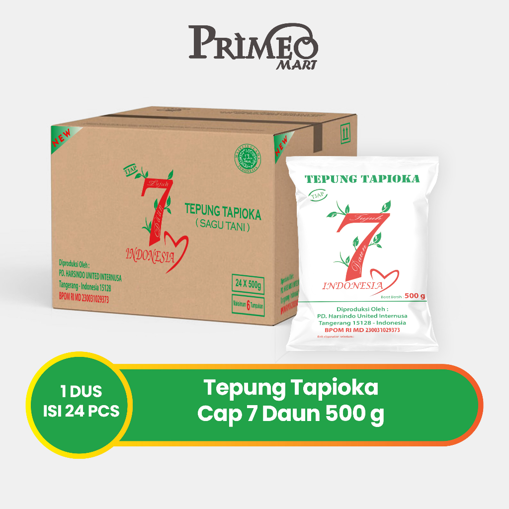 

Tepung Tapioka/Tepung Pati/Tepung 7 Daun 500gr Isi 24Pcs