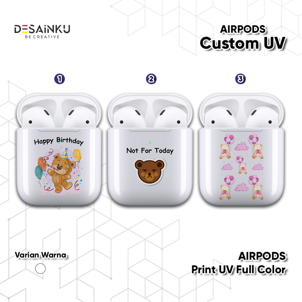 Custom Case Airpods Earphone Print UV - Airpods Edisi Teddy Bear