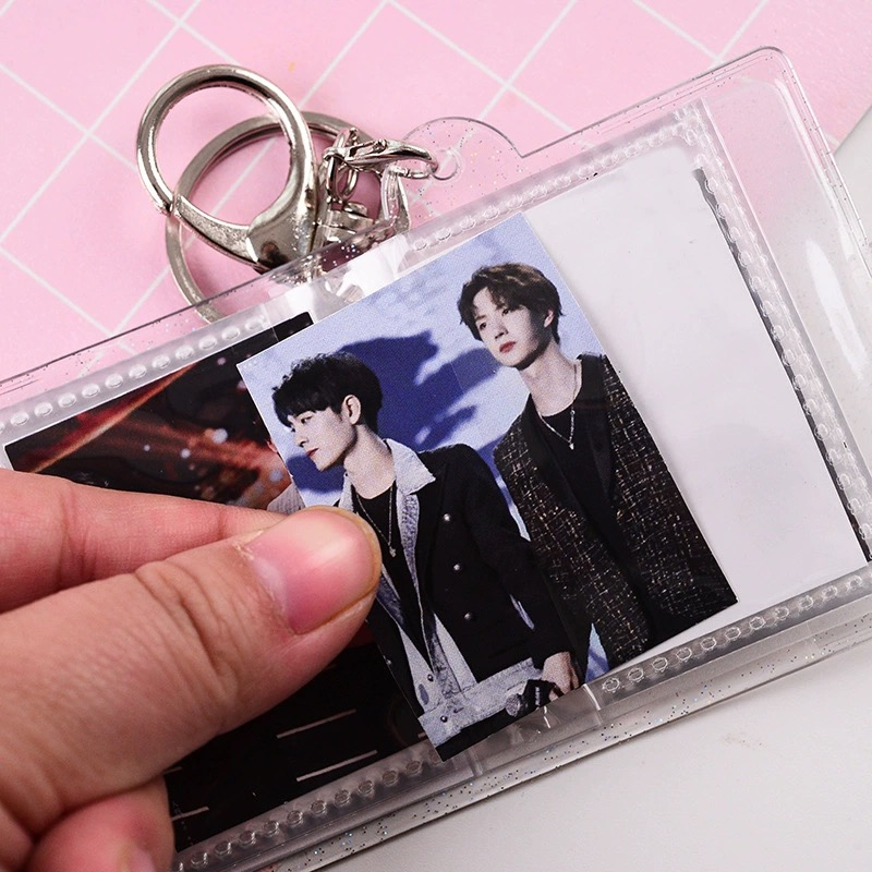 COD✨1/2 Inch Photo Album Mini 16/20 Pockets Keyring Lucu Transparent Foto Binder Kecil Card Holder Keychain Gantungan Kunci Jelly Portable Warna Warni -Yinmer