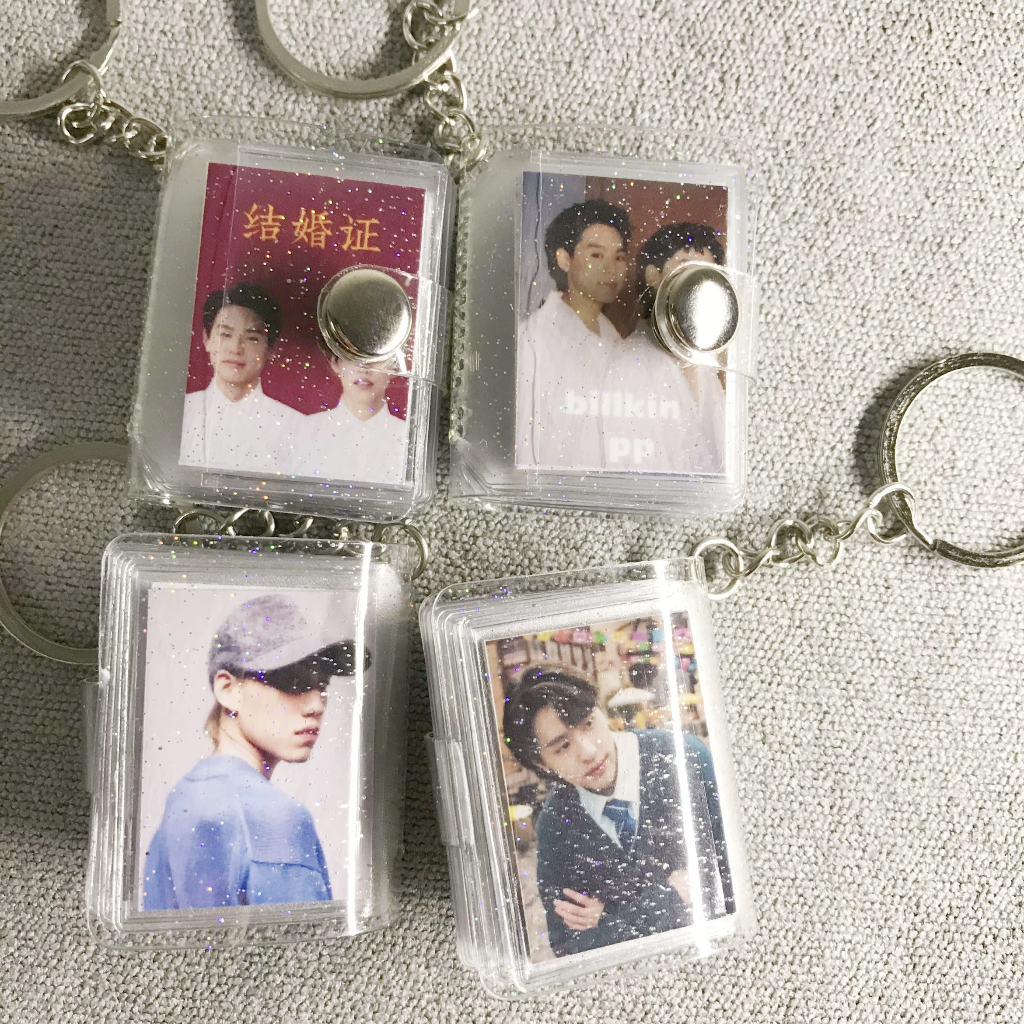 COD✨1/2 Inch Photo Album Mini 16/20 Pockets Keyring Lucu Transparent Foto Binder Kecil Card Holder Keychain Gantungan Kunci Jelly Portable Warna Warni -Yinmer