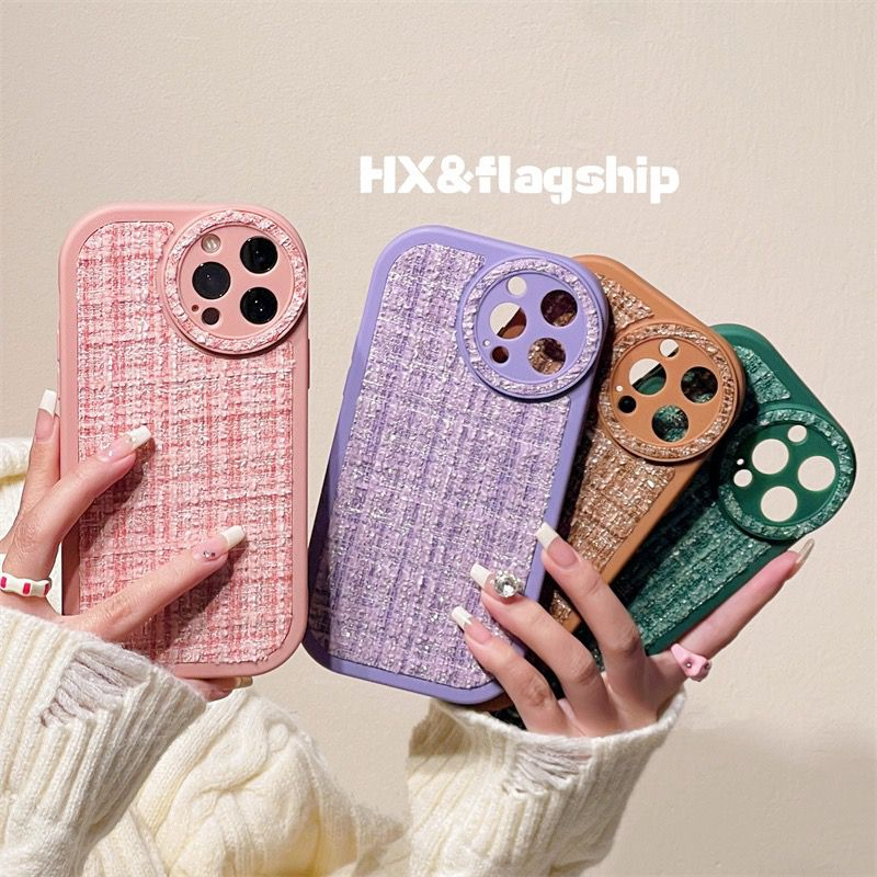 [TPC] Grid Leather Tweed Colour Case (1/2) Kompetibel For IPHONE 7 8 plus XS MAX 11 12 13 14 PLUS MINI PRO MAX - IP095