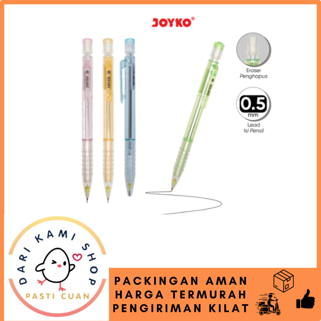 

JOYKO PENSIL MEKANIK / MECHANICAL PENCIL / PENSIL CETEK MP-15 CRISTAL 0.5mm / 1 PCS
