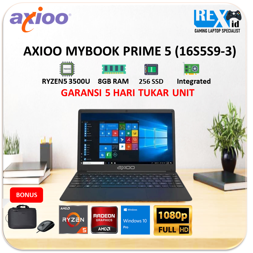 AXIOO MYBOOK PRIME 5 (16S19-3) (Ryzen 5 3500u 16gb 2TBssd W10Pro 14.0inch FHD IPS TKDN)