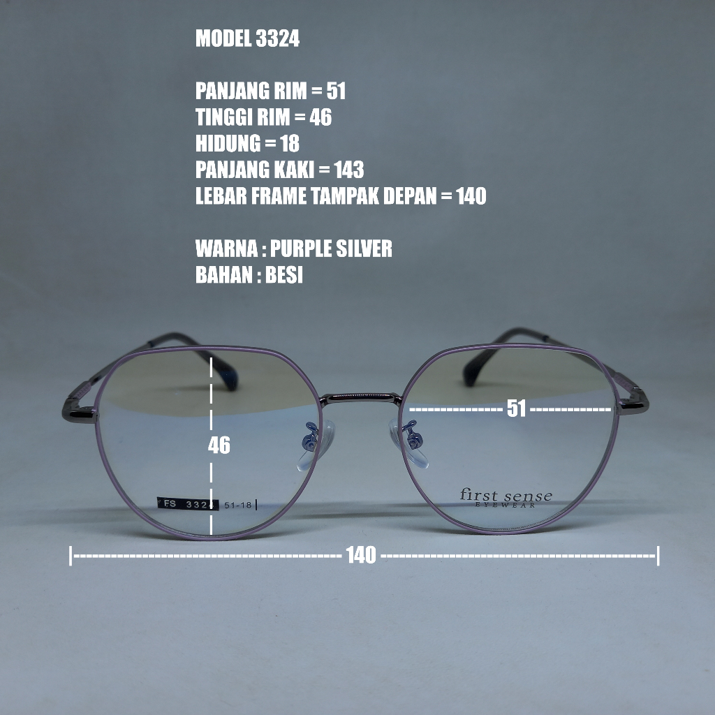 FRAME KACAMATA 3324 BESI PRIA WANITA CEWEK COWOK