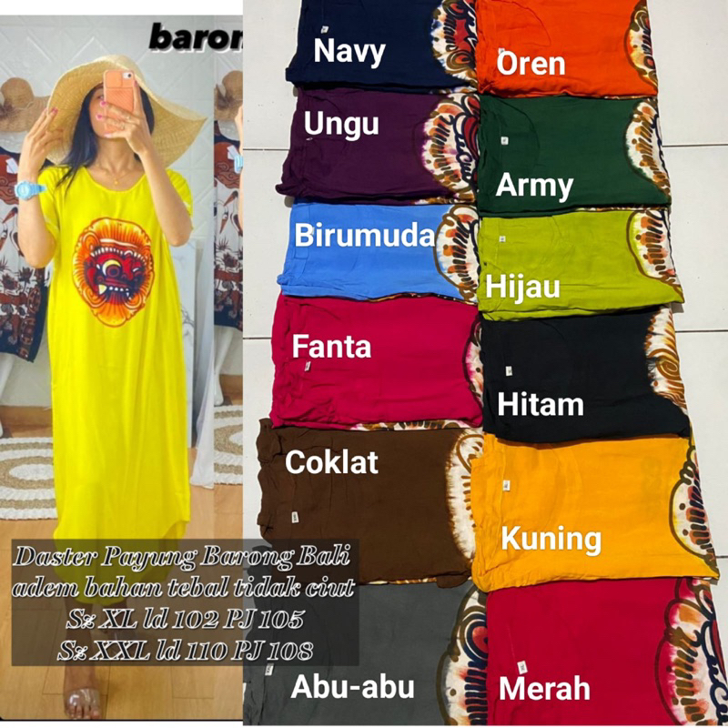Daster Payung barong bali size XL XXL dan XXXL bahan super adem kwalitas bagus