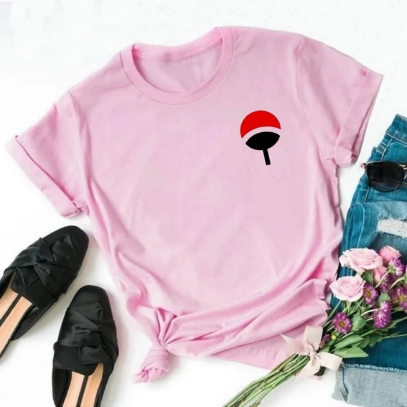 Kaos wanita atasan wanita distro lengan pendek kaos oblong cewek baju perempuan logo uchiha