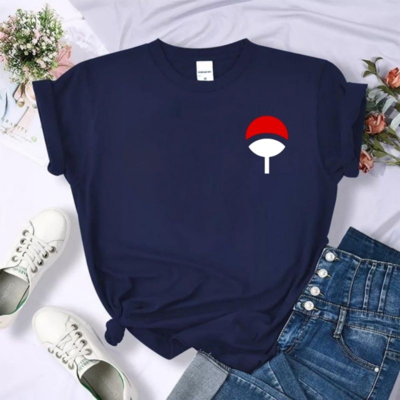 Kaos wanita atasan wanita distro lengan pendek kaos oblong cewek baju perempuan logo uchiha