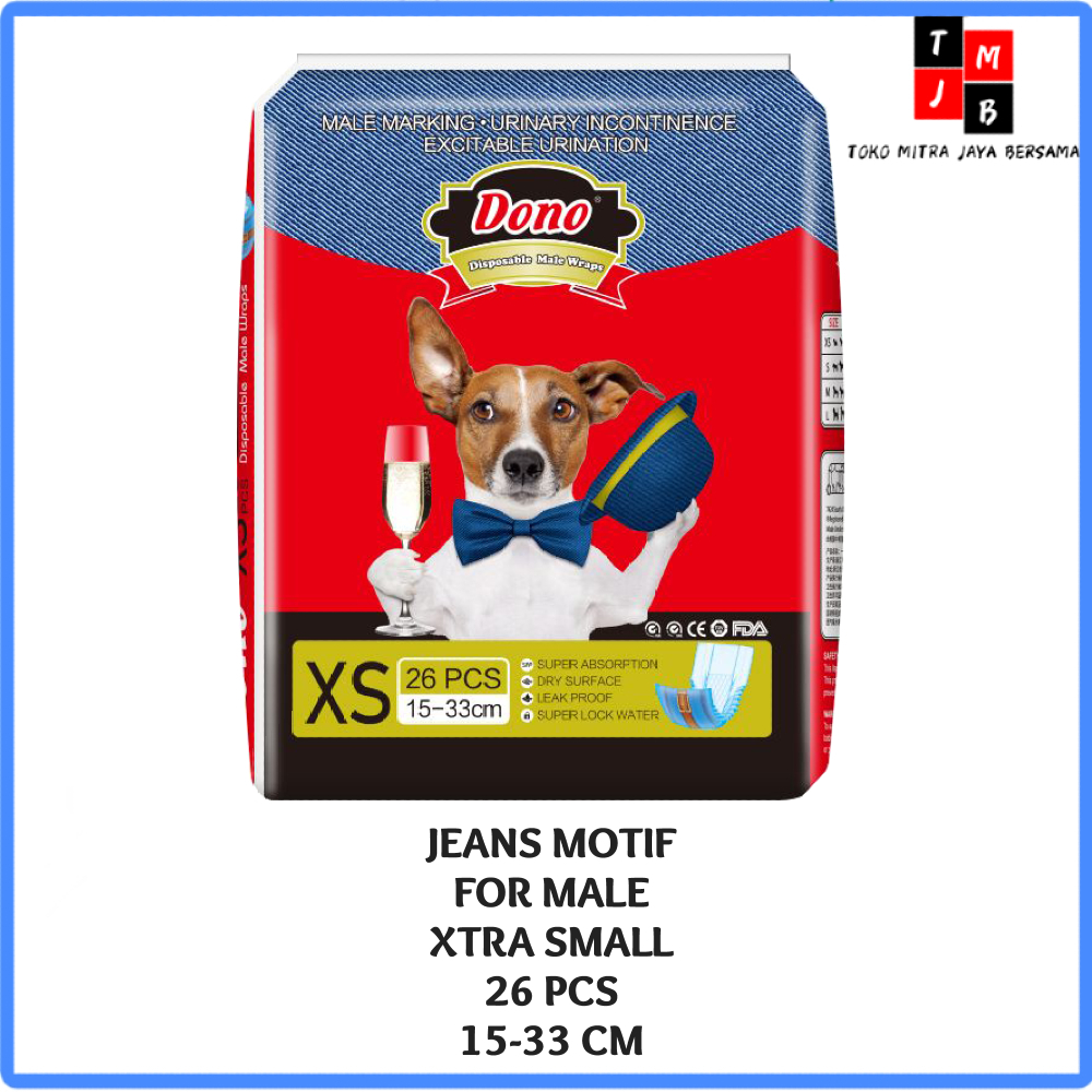 POPOK ANJING JANTAN XS S M DIAPERS MALE WRAPS MOTIF JEANS DONO HEWAN PELIHARAAN