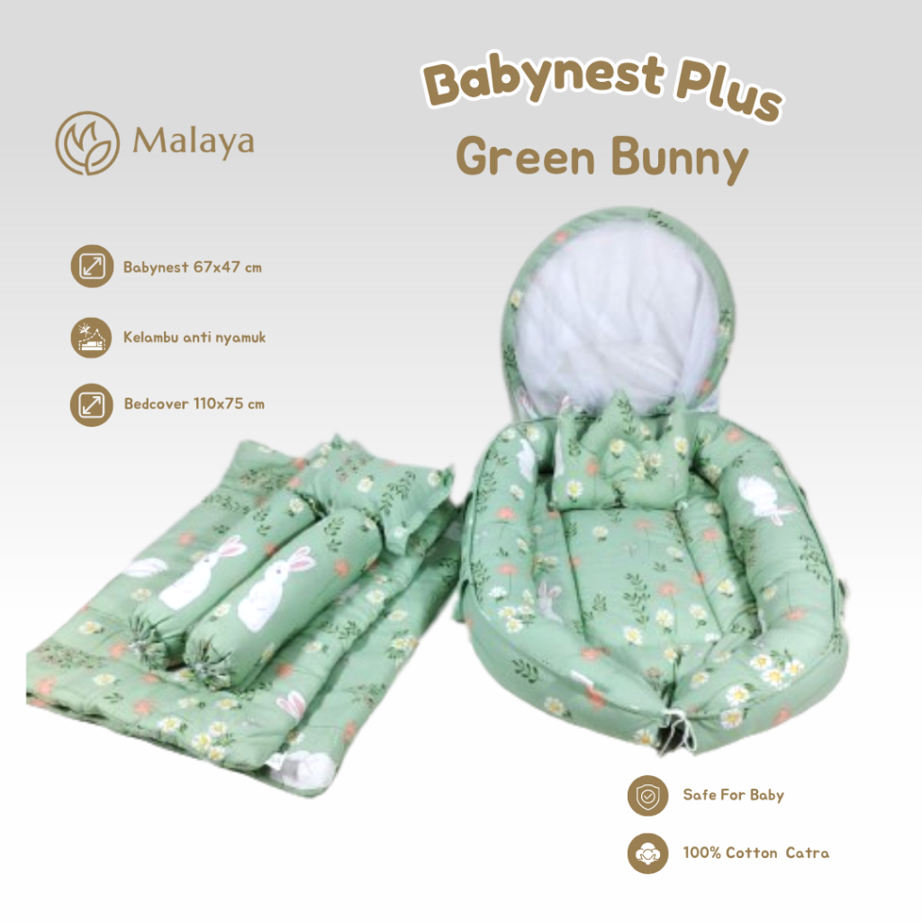 Malaya Baby l Baby Nest Include Bedcover Set Bayi | Kasur Bayi l Polos l Katun Korea