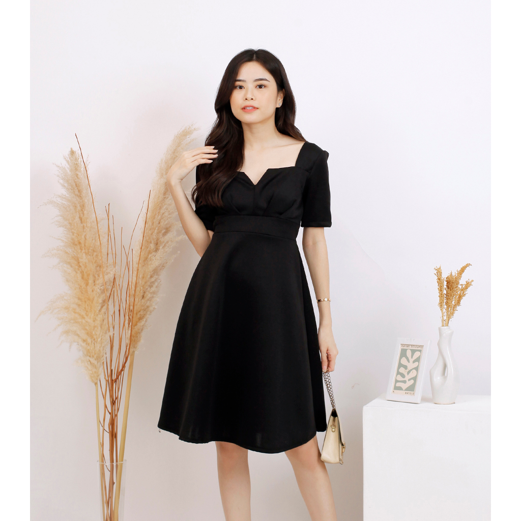 Basic id fashion Dres scuba premium / Mini Dres lengan pendek / Dres korean style sleeve necvk