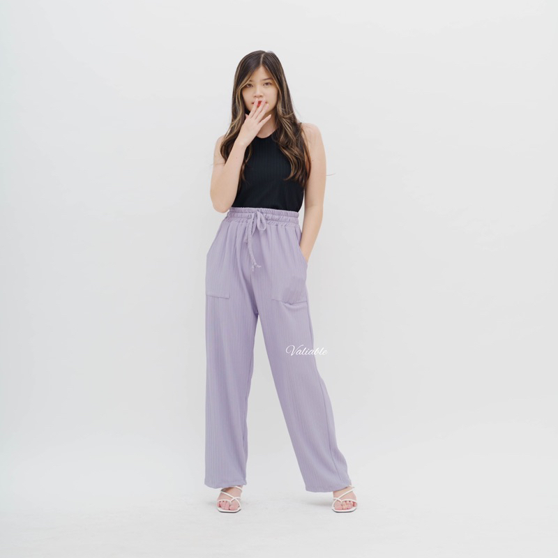 (M-XXL) Zoe Highwaist Loose Knit Pants Valiable