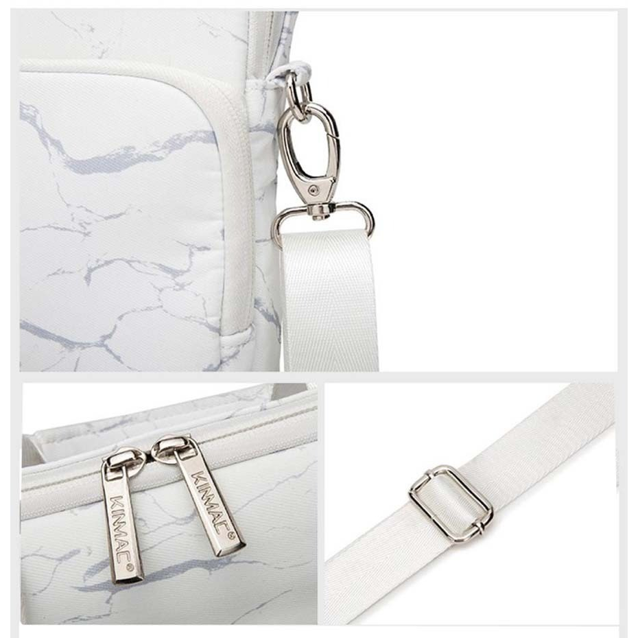 Tas Laptop Macbook KINMAC Longstrap white &amp; Black marBle 13 14 15 16 inch