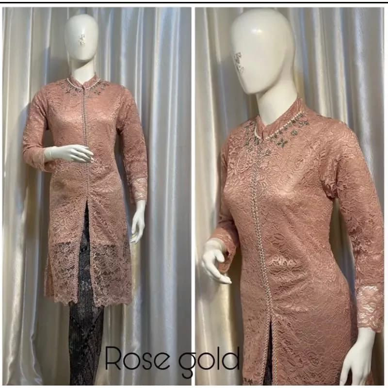 SPESIAL untuk kamu setelan kebaya tunik busui//tunik brukat sleting depan//kebaya brukat pesta//tuni