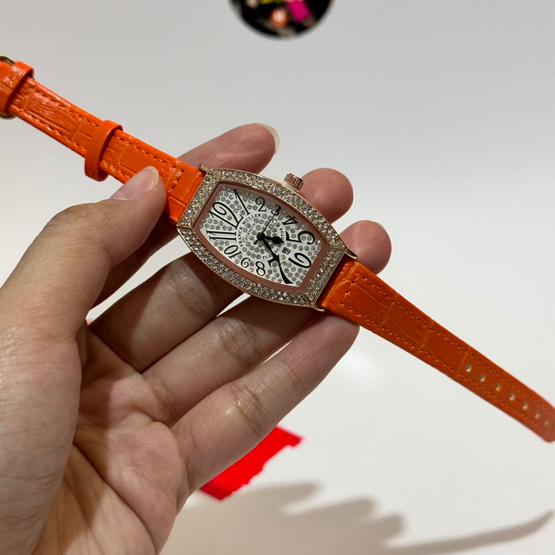 JAM TANGAN SULTAN WANITA FRANK MUller DIAMOND TANGGAN AKTIF TALI KULIT DIAMTER 36mm