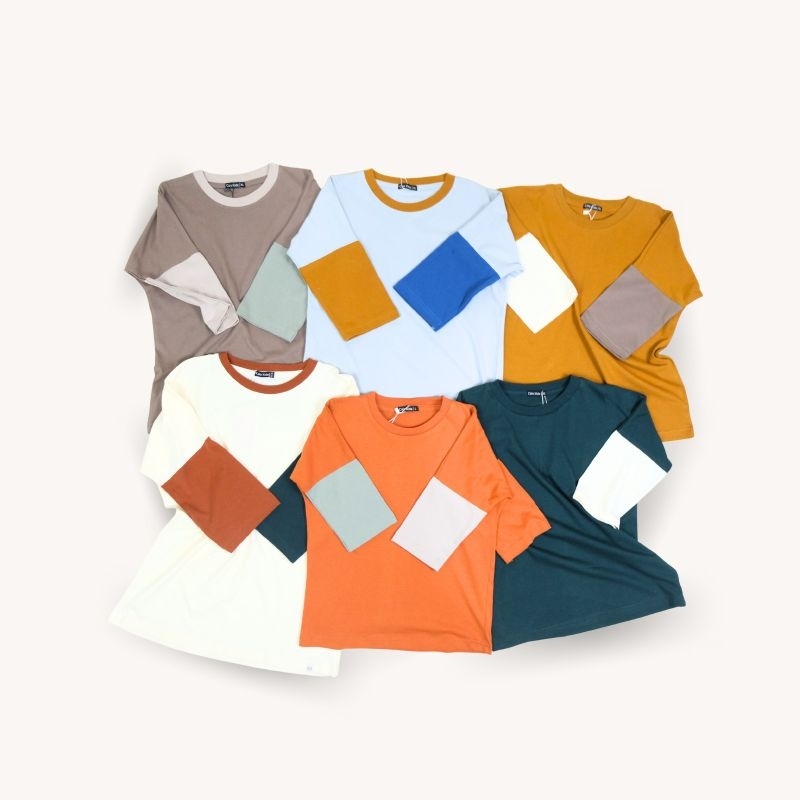 Kaos Anak Raglan Oversized Musa Colorblock warna warni untuk anak tanggung 11 12 13 14 tahun laki dan perempuan bahan kaos katun combed 30s