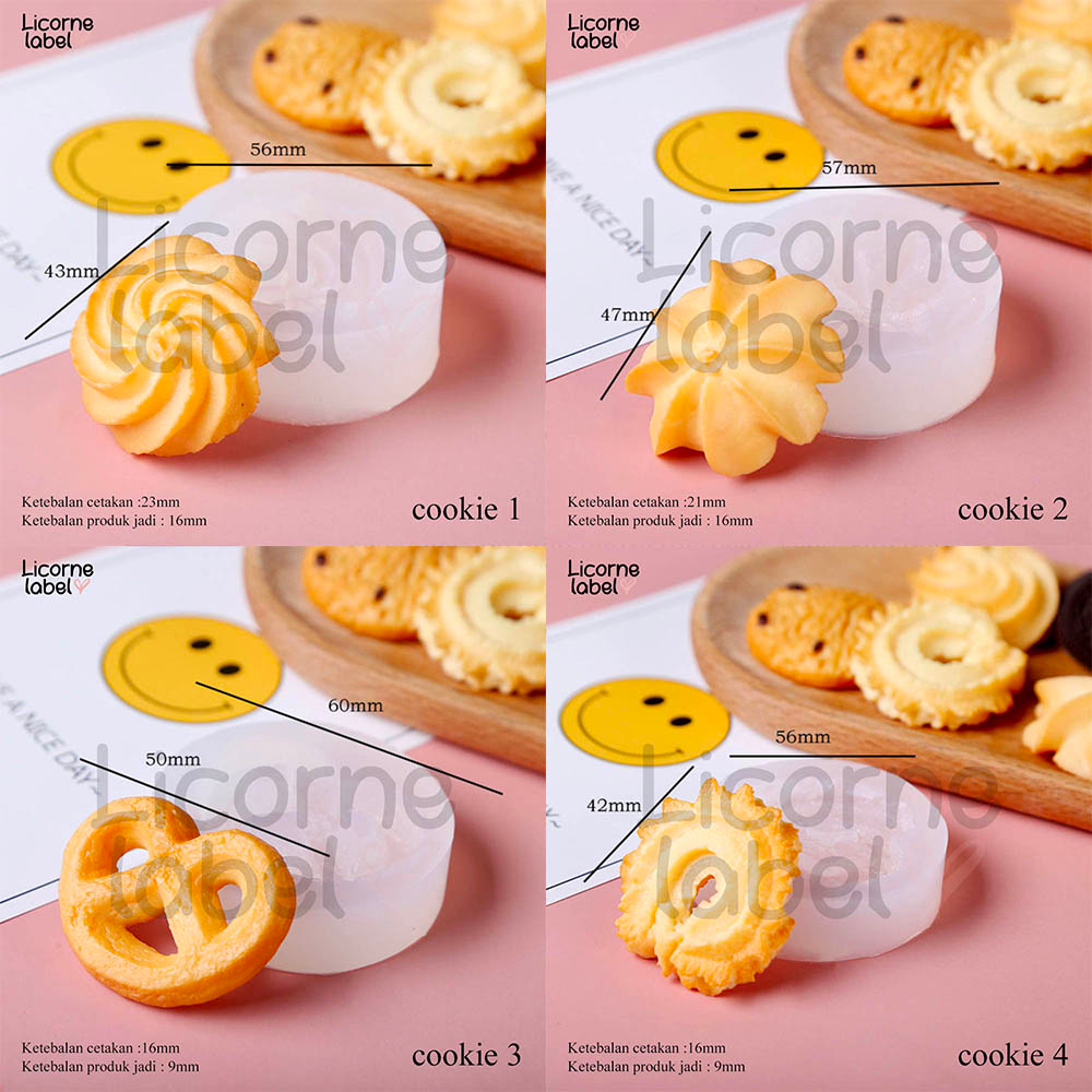 Cetakan Lilin bentuk kue biskuit butter cookies candle silicone mold Kue kering