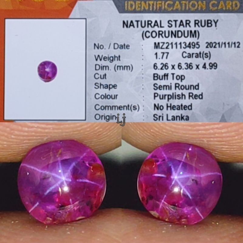 RARE ITEM Natural Star Ruby Srilanka No Heated 1.77ct KGL Crystall Hot Color Star Main Good Luster Gemericik Body Kaca