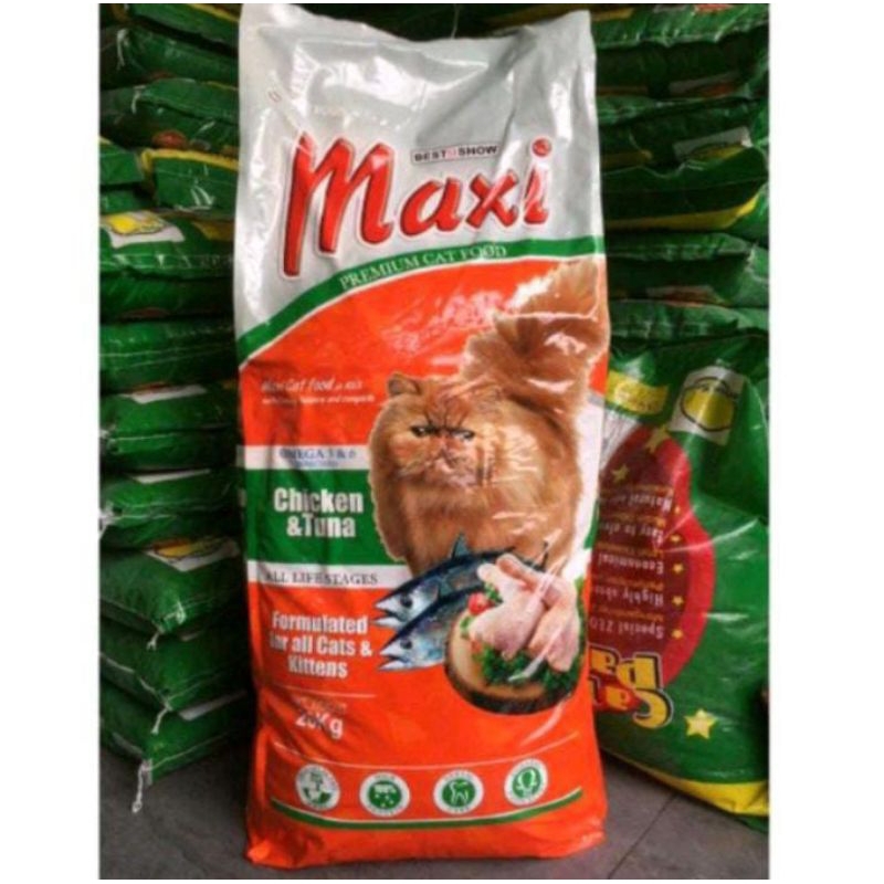 (Promo Price Paket 2 Sak) Maxi Catfood Chicken Tuna 20kg All Stage (Grab/Gojek Only) makanan kucing kering maxi segala usia chicken tuna