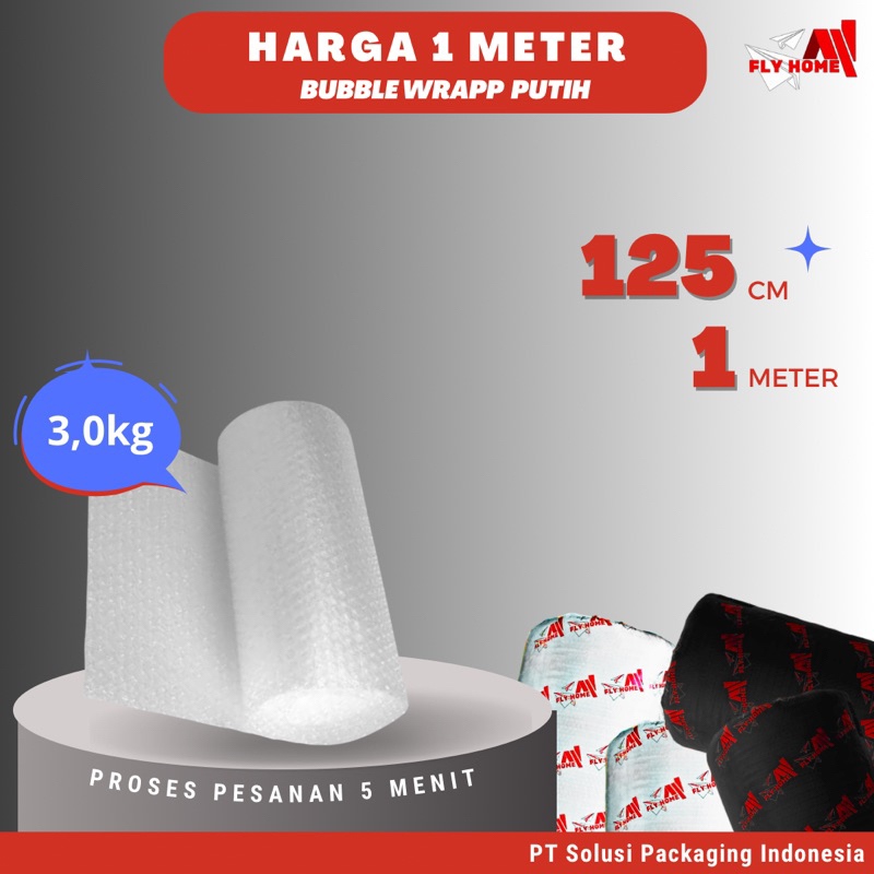 

FLYHOME Bubble wrap 1 meter warna putih potongan 3kg buble wrap 125 x 1meter