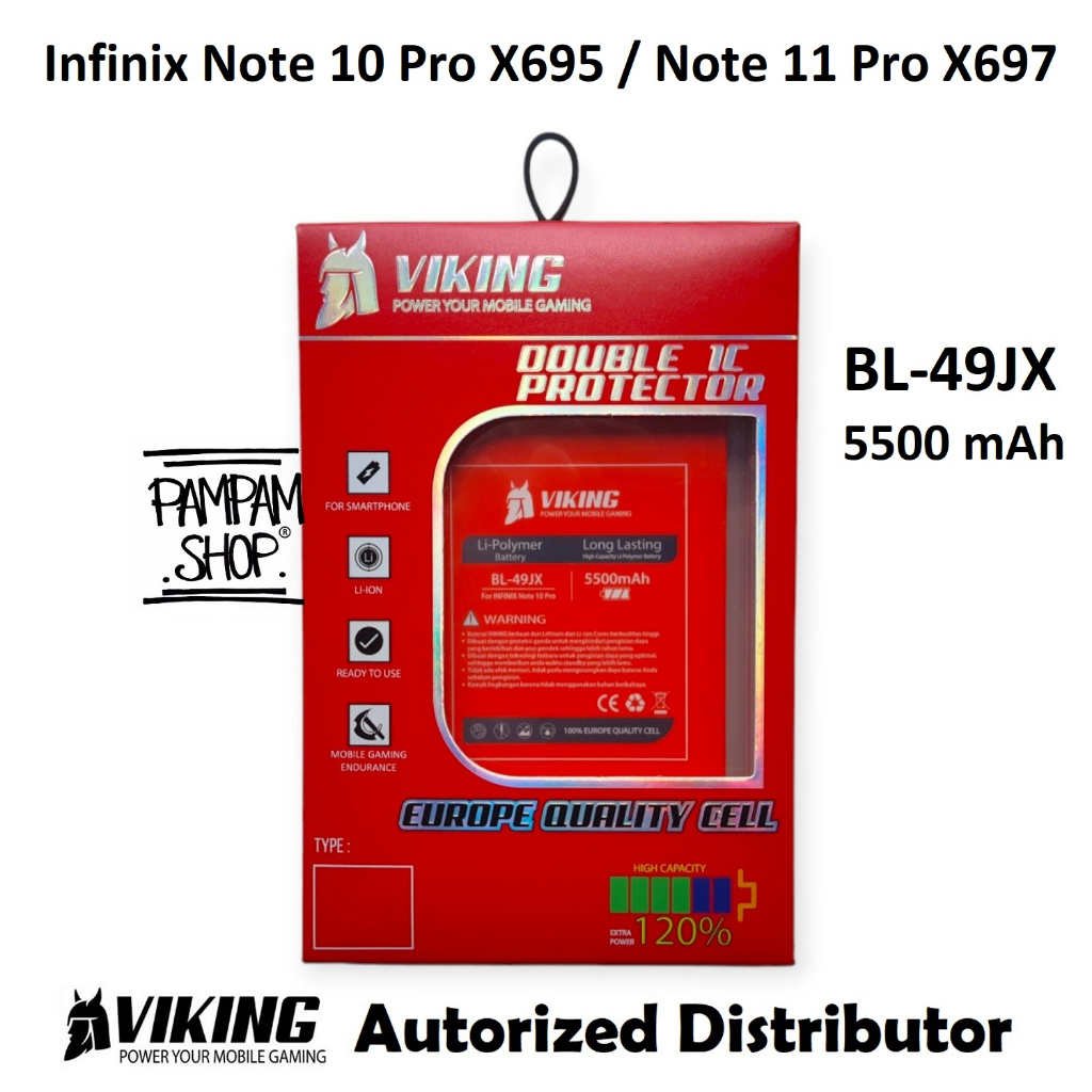 Baterai VIKING Double Power Original Infinix Note 10 Pro X695 Note 11 Pro X697 BL-49JX BL49JX X695C X695D Batre Batrai Battry HP Handphone Ori