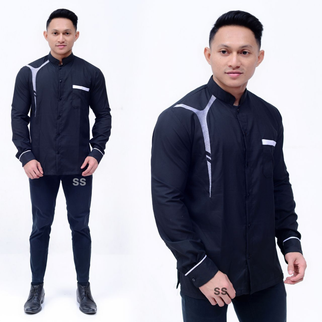 Baju Koko Pria Lengan Pendek Dan Panjang Bahan Katun Oil Size M L XL