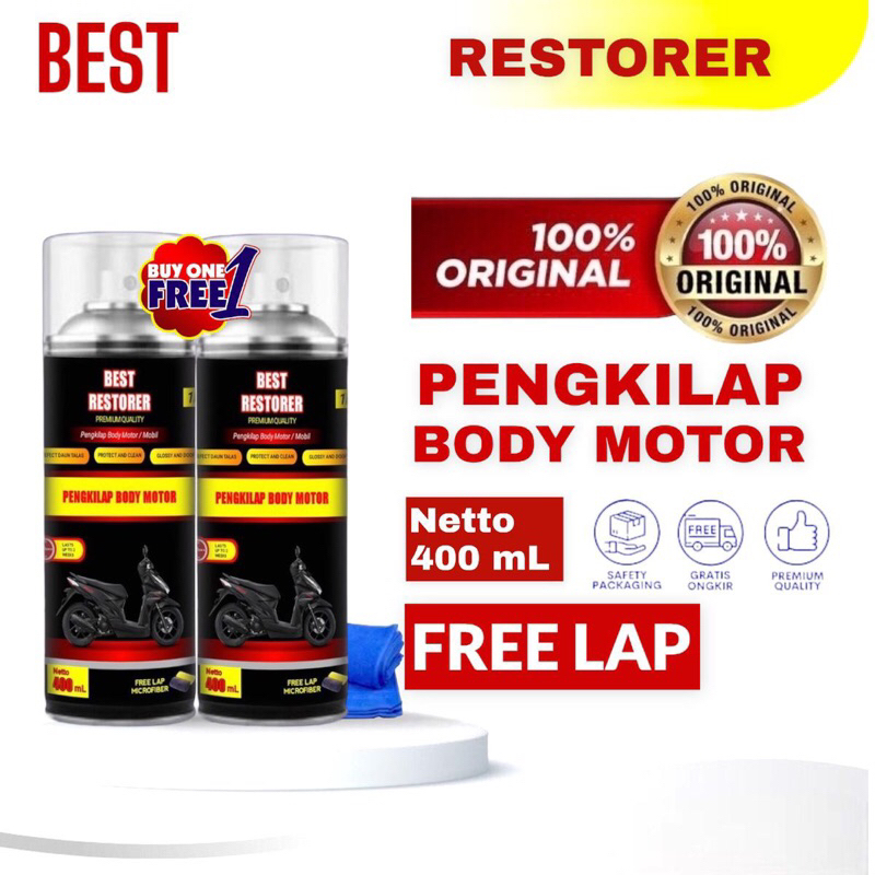 Promo BEST RESTORER (Pengkilap &amp; Penghitam Body Motor / Mobil / Ban)