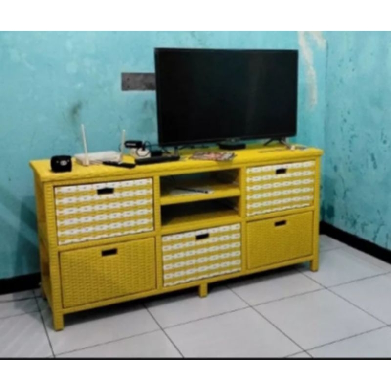 RRV (REDY STOK) Lemari Rotan Sintetis Meja Tv Dan Rak Buku