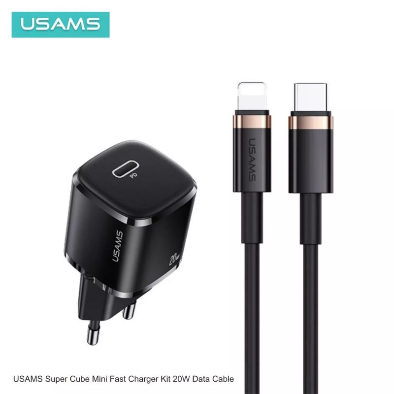 USAMS T36 Super Cube Fast Charger Kit 20W+Kabel Type-C to Lightning