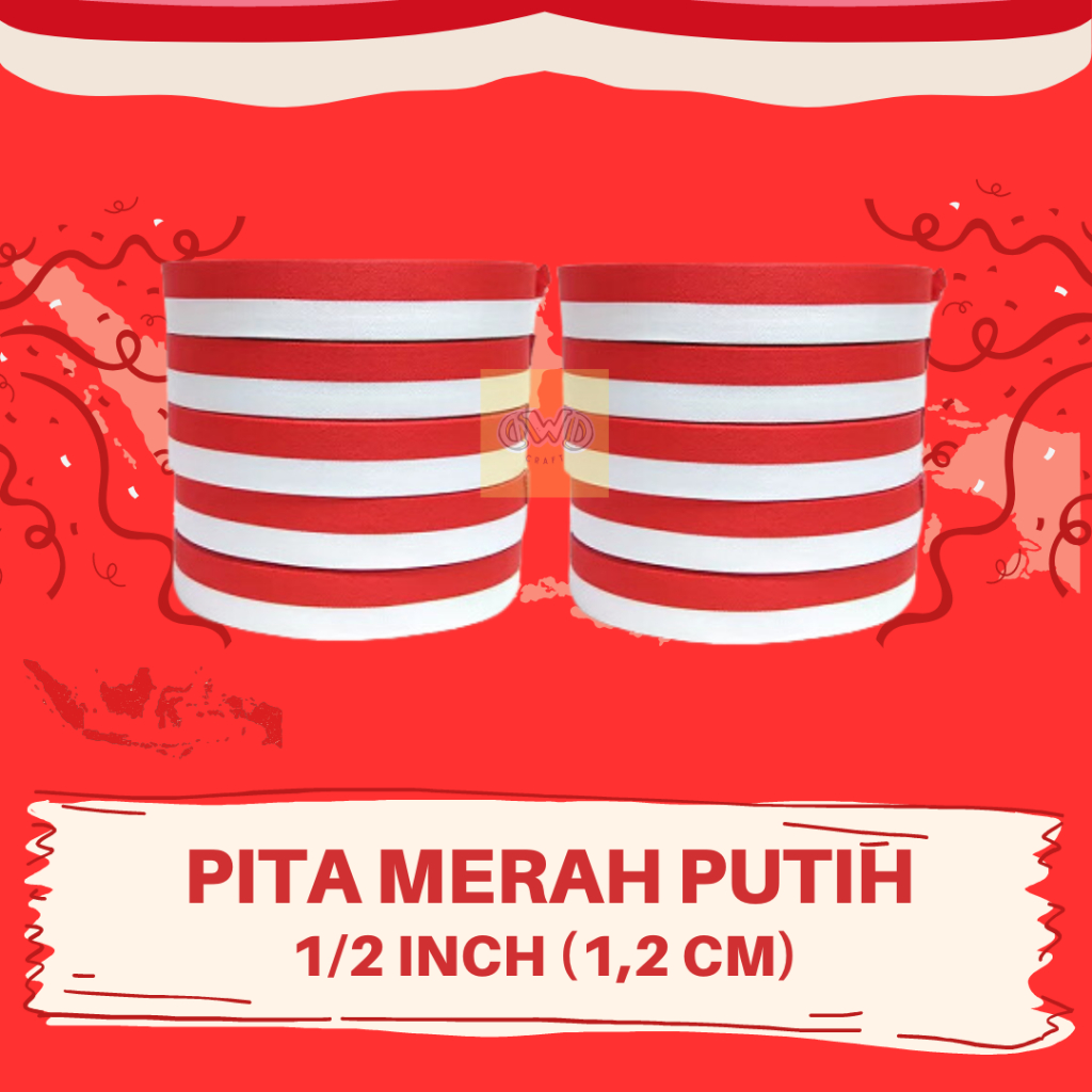 

Pita Merah Putih 1/2 inch (1,2 cm) / Pita Bendera