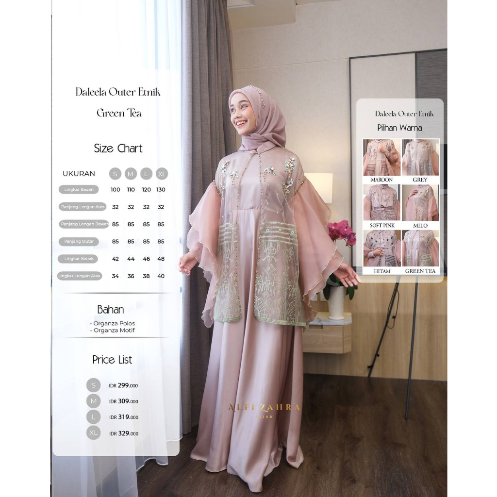 Daleela Outer Etnik Green Tea Cendekia Series - Alfizahrahijab