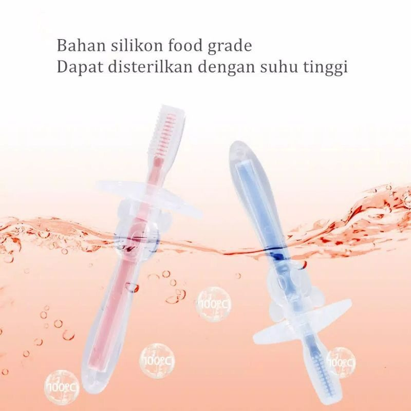 HK Sikat Lidah Gigi Bayi Silikon 3 in 1 | 4 in 1 Usia 0-18 Bulan Plus Gelas BPA FREE | Pembersih Mulut Perawatan Gusi Anak Bayi