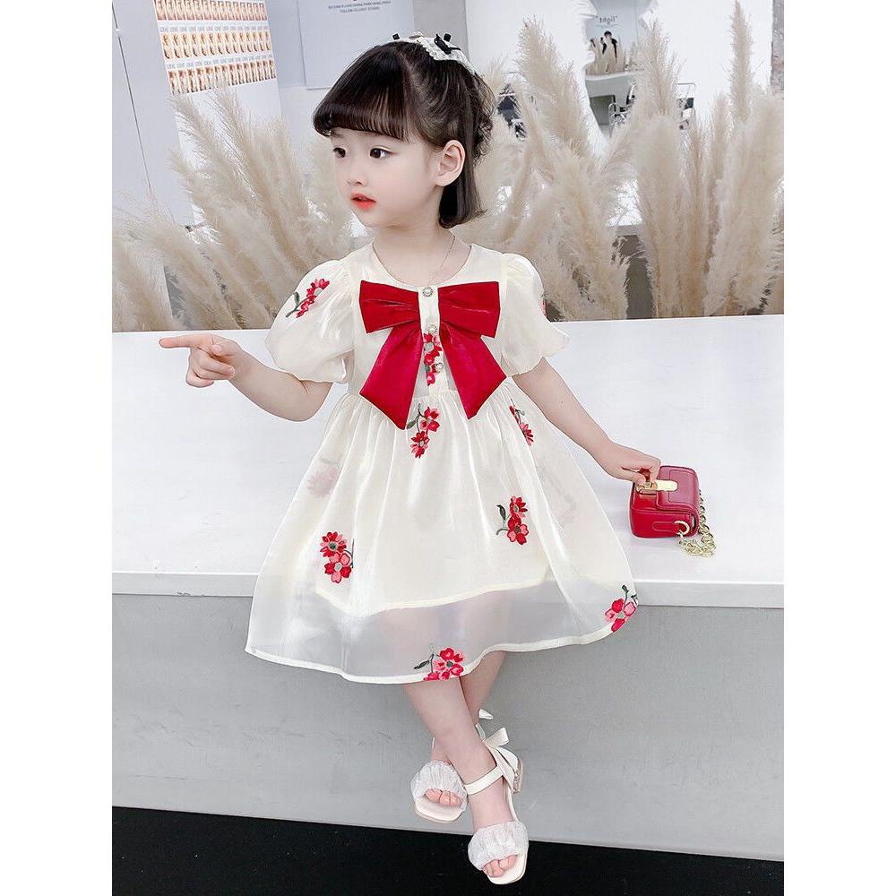 (LOLI-JKT) BD- 466 DRESS ANAK IMPORT PITA MAWAR MERAH SIZE 90-140