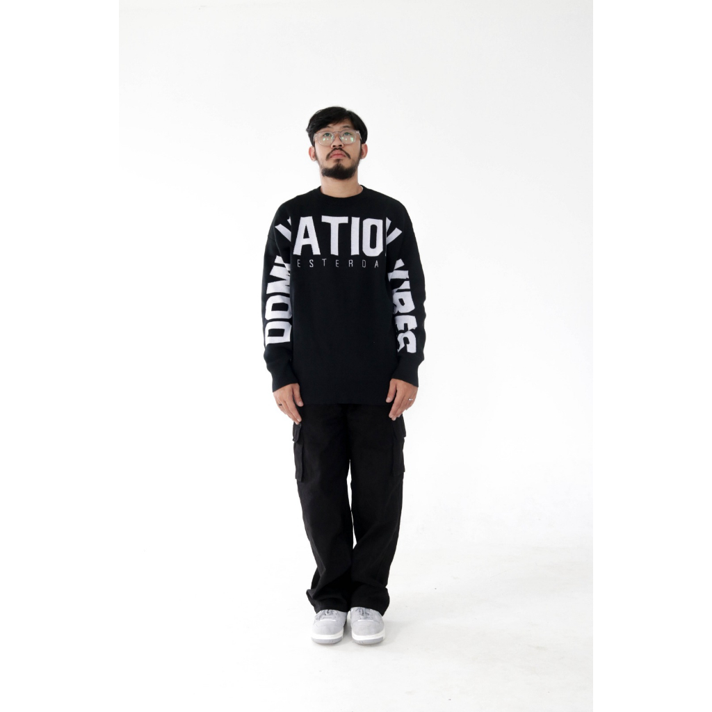 Yesterday – Crewneck  Pria Wanita Rajut Knit Distro Kece Tebal Sweater Keren Premium Original Hitam 