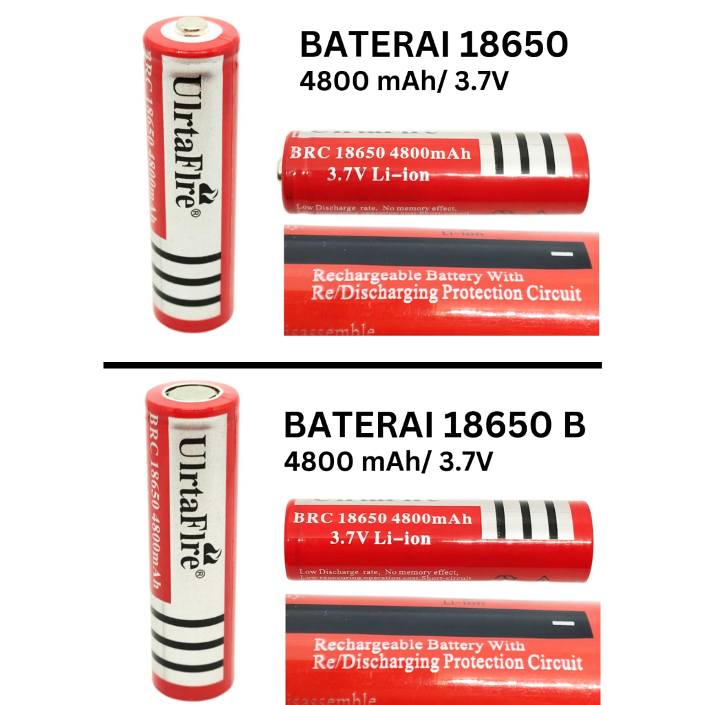 Baterai ULRTAFIRE Batrei 18650 Rechargeable Battery Batrai isi ulang