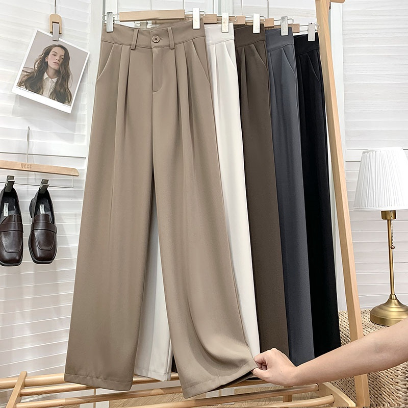 Celana Kulot Wanita Highwaist Polyester Loose Pants Saku Kanan Kiri Penutup Resleting Cp08pa