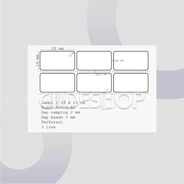 Kertas Label Stiker Barcode THERMAL 33x15 | 3 Line Harga isi 10.000 pcs 33x15mm