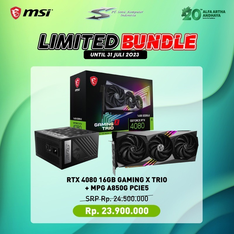 PAKET MSI VGA RTX 4080 16GB GAMING X TRIO + PSU MPG A850G PCIE5