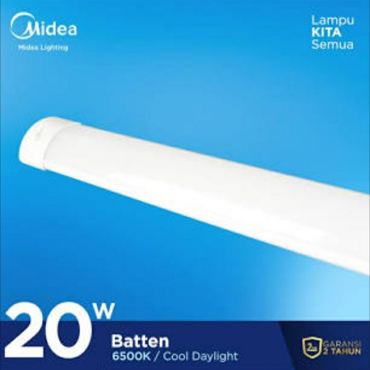 Kap Lampu Led Batten 20 watt 6500K cool day light panjang 60cm MIDEA OKE***