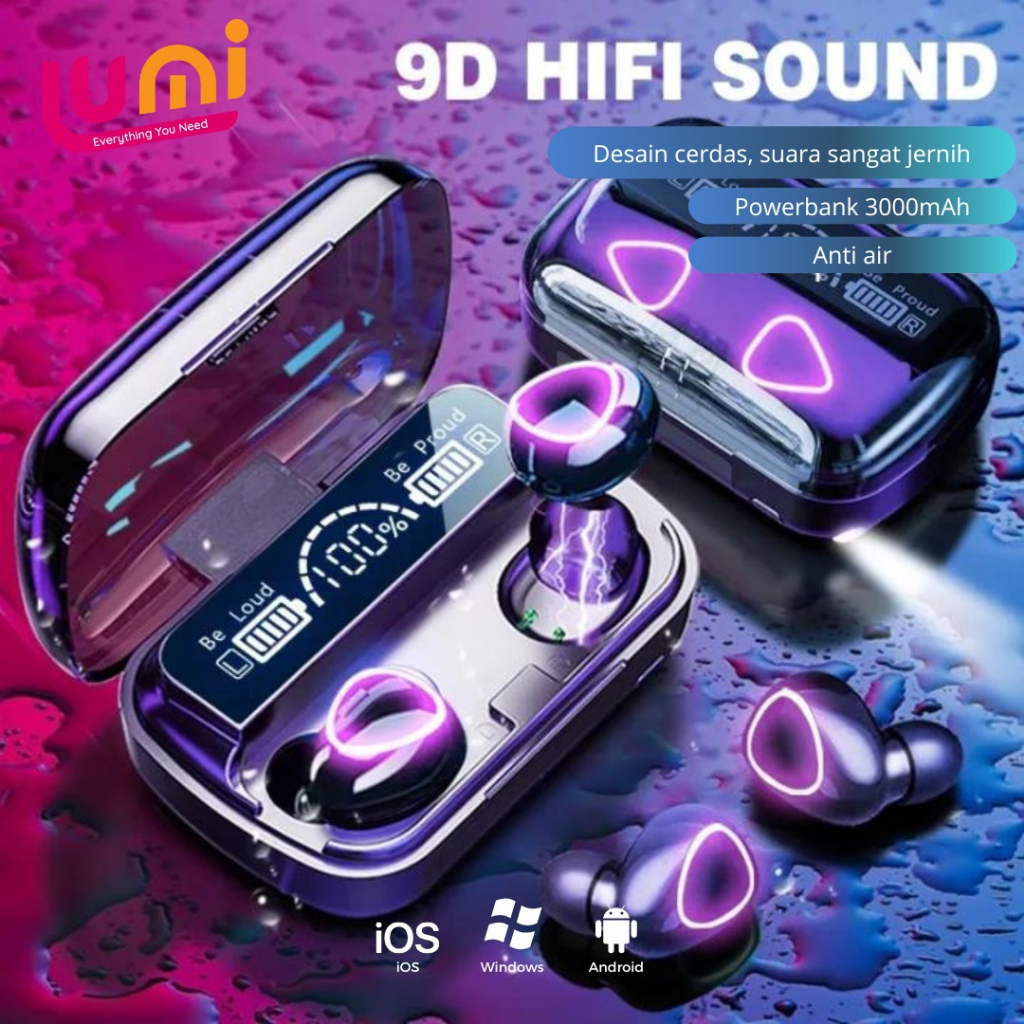 TWS Headset M10 M41 5.1 Bluetooth Earphone Powerbank 3500mah In-Ear 9D Mini Touch Sports Wireless Earbuds Bass HIFI Sounds Nirkabel Tahan Air Olahraga Kait Telinga Dengan Mikrofon