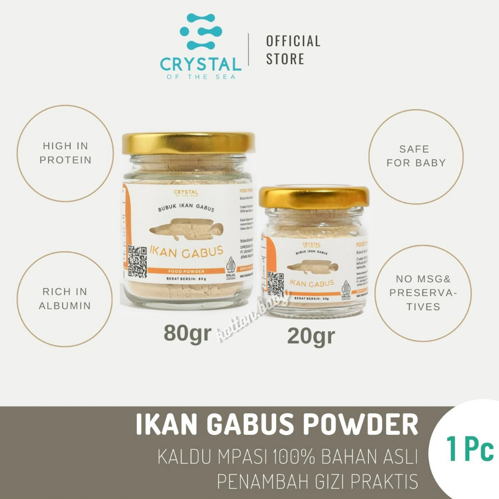 Crystal of the Sea - Gabus Food Powder 20g&amp;80g/Bubuk Ikan Gabus / Kaldu MPASI / Tinggi Albumin