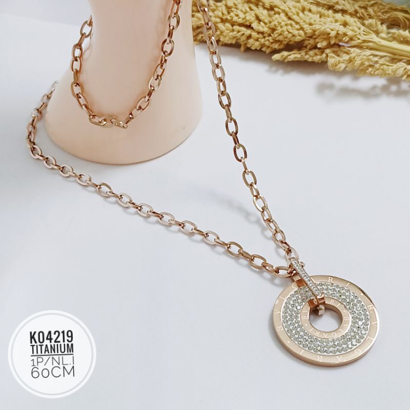 Kalung titanium rantai permata bvl 60 cm K04219
