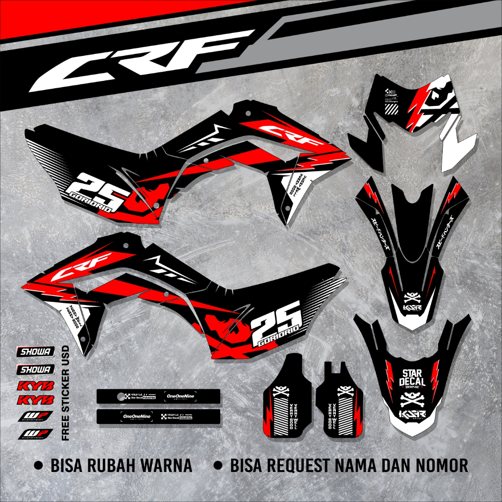 DECAL CRF 150 L FULL BODY STICKER DECAL CRF ABU ABU SUPER GLOSSY CODE CRF V3 07