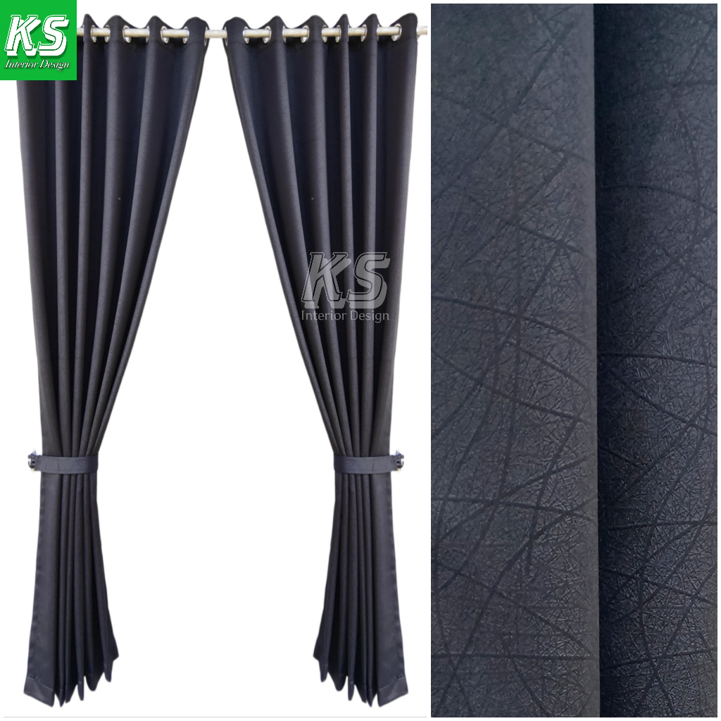 Gorden Jendela Minimalis Warna Hitam Estetik Bahan Blackout Import Tebal Model Smockring