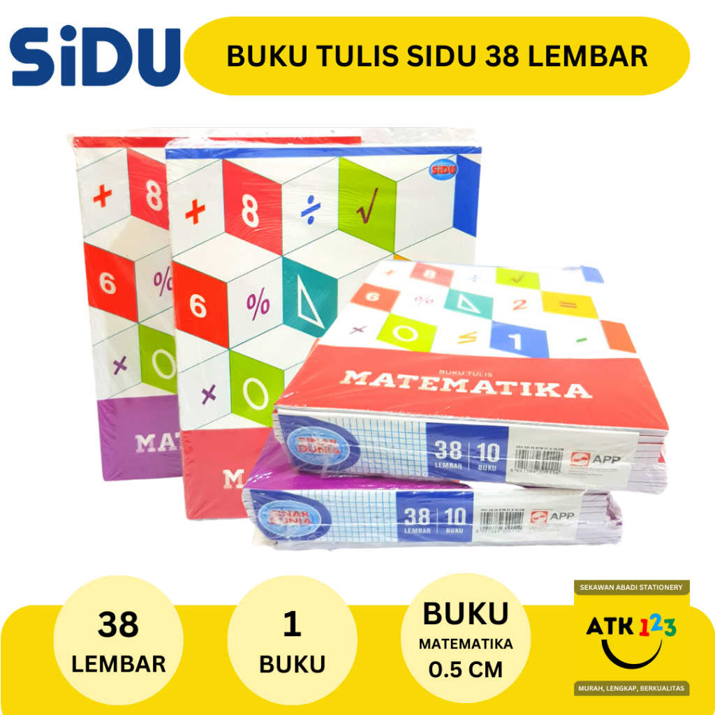 Buku Tulis Sinar Dunia / SIDU isi 38 lembar / Buku Kotak Matematika