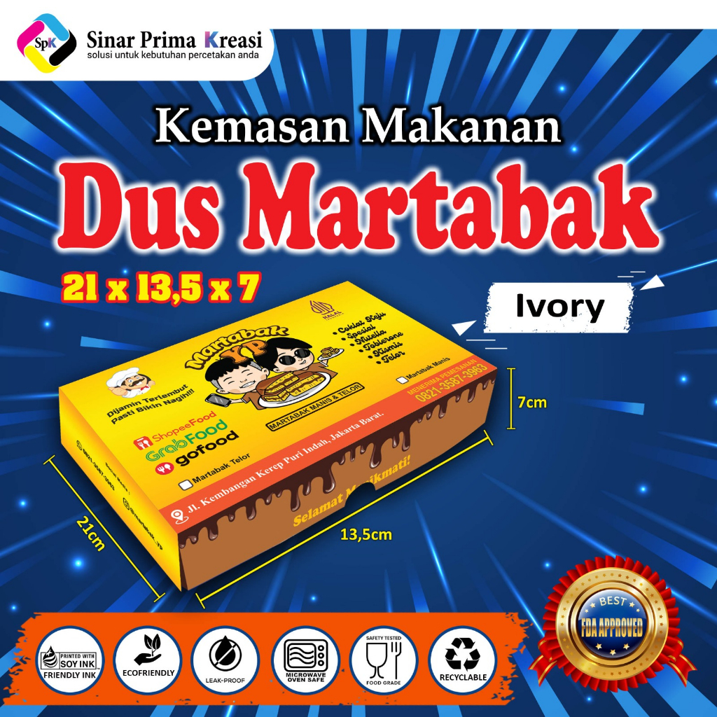 Cetak Custom Dus / Box / Kotak Martabak / Roti Bakar Full Colour